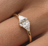 1.0 Ct Triangles With Princess Moissanite Engagement Ring