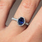 2.0 Ct Blue Oval With Brilliant Round Moissanite Engagement Ring