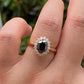 Black Oval With Brilliant Round Moissanite Ladies Ring