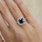 Black Cushion With Brilliant Round Moissanite Engagement Ring