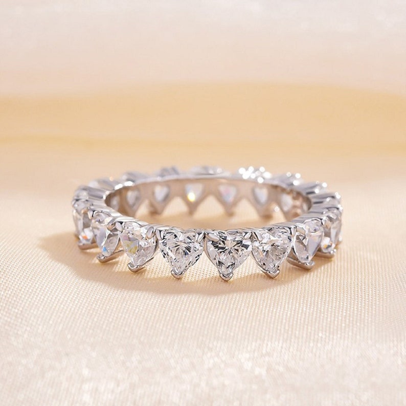 Beautiful Heart Moissanite Eternity Wedding Band