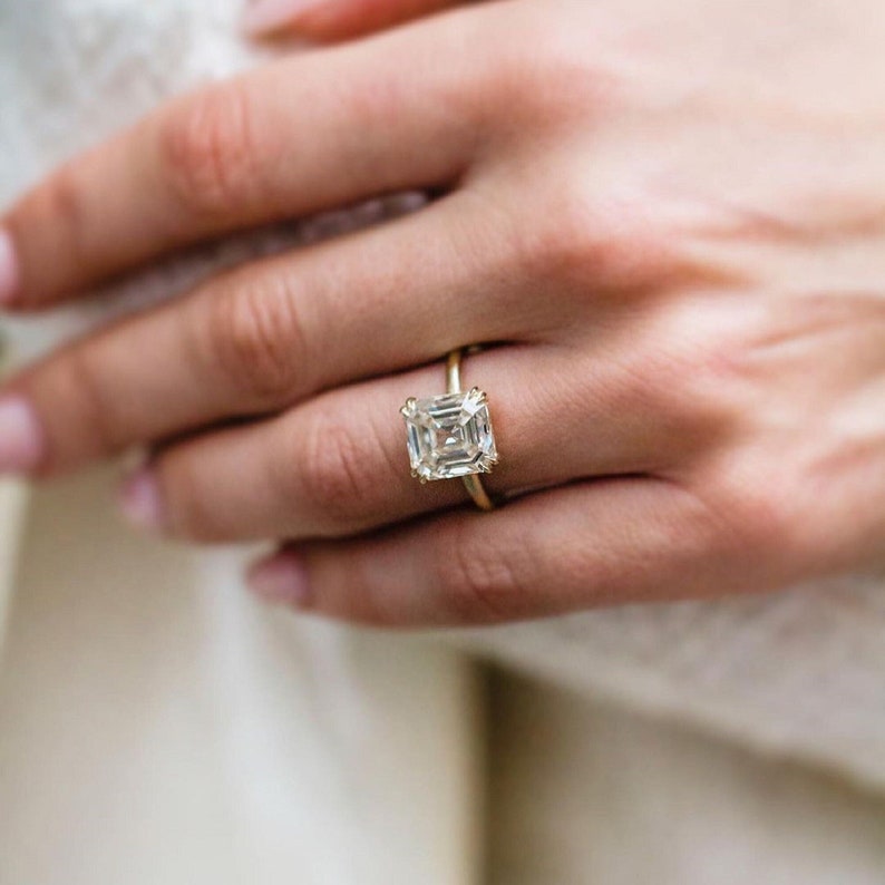 4.00 Ct Moissanite Asscher Engagement Ring