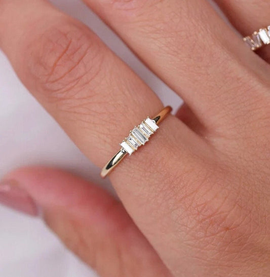 Baugette Moissanite Promise Ring