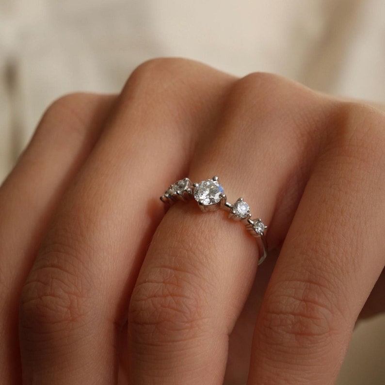 Brilliant Round Moissanite Promise Ring