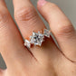 2.0 Ct Princess Moissanite With Small Princess In Side Engagement Ring