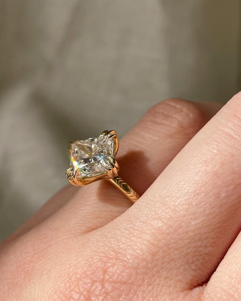 2.1 Ct Princess Moissanite Engagement Ring