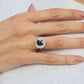 Black Cushion With Brilliant Round Moissanite Engagement Ring