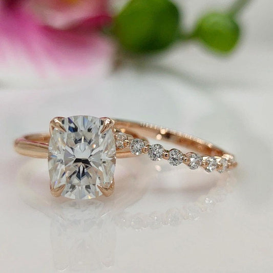 3.0 Ct Cushion Moissanite Bridal Set