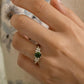 3.0 Ct Green Oval With Marquise & Round Moissanite Engagement Ring