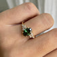 3.0 Ct Green Oval With Marquise & Round Moissanite Engagement Ring