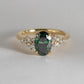 3.0 Ct Green Oval With Marquise & Round Moissanite Engagement Ring