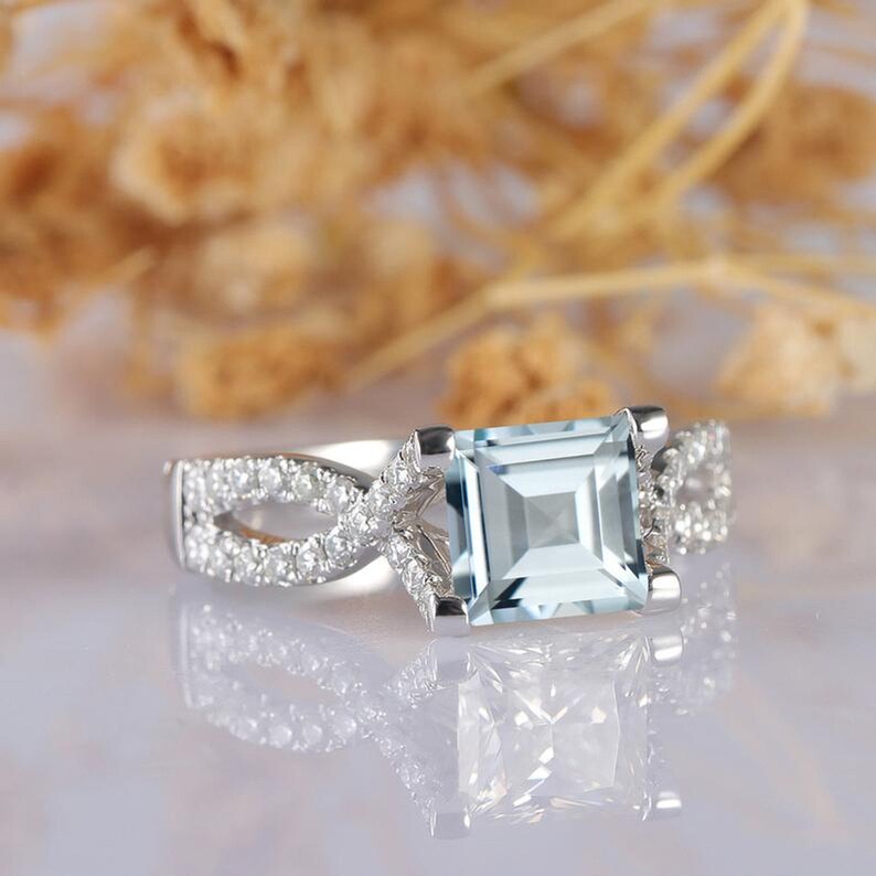 2.02 Ct Square Emerald Engagement Ring