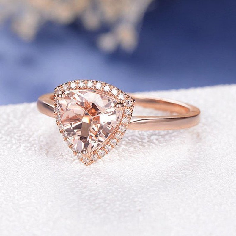 2.02 Ct Light Brown Triangle With Round Moissanite Weding Ring