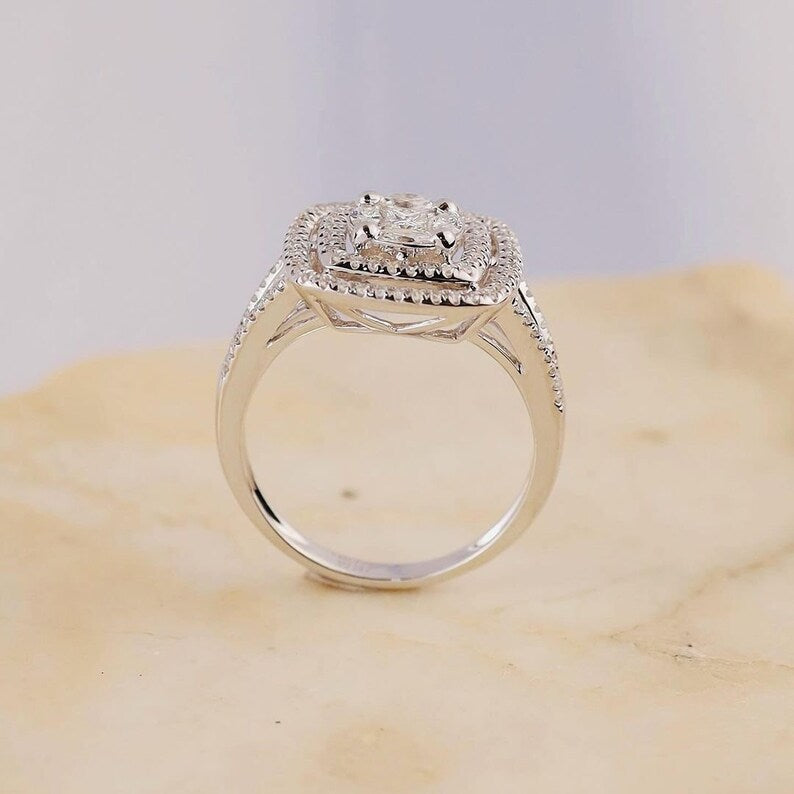 Marquise With Princess Moissanite Weding Ring