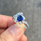 1.0 Ct Blue Triangle With Round Moissanite Engagement Ring