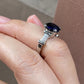 2.0 Ct Blue Oval With Tappers In Side Engagement Ring