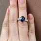 2.0 Ct Blue Oval With Tappers In Side Engagement Ring