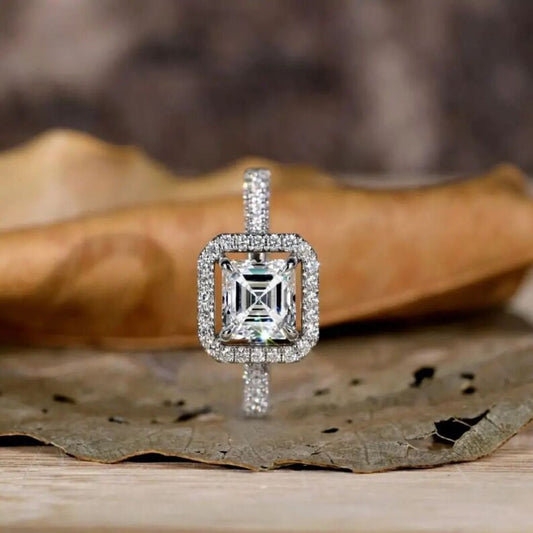 2.60 Ct Asscher Moissanite Engagement Ring