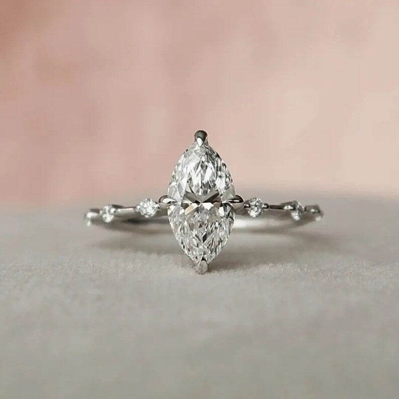 2.06 Ct Marquise Moissanite Engagement Ring