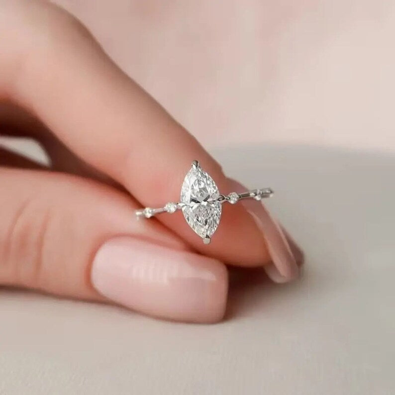 2.06 Ct Marquise Moissanite Engagement Ring