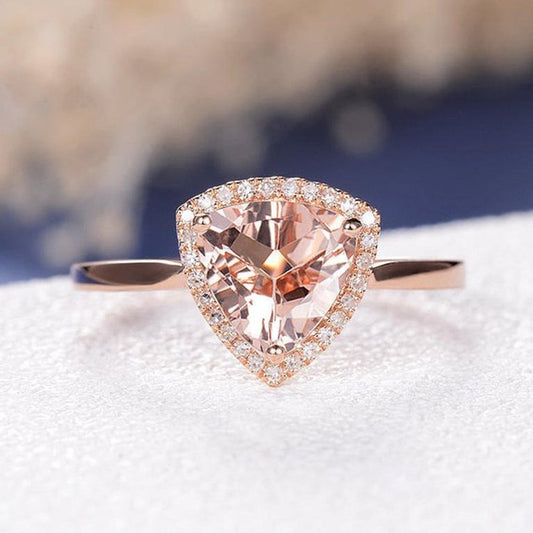 2.02 Ct Light Brown Triangle With Round Moissanite Weding Ring