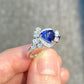 1.0 Ct Blue Triangle With Round Moissanite Engagement Ring