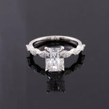 2.26 Ct Radiant Moissanite With Marquise Engagement Ring