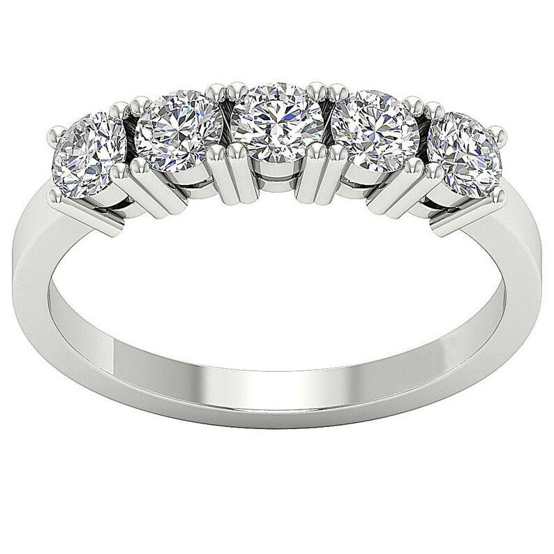 5 Brilliant Round Moissanite Wedding Ring