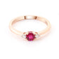 0.15 Ct Red Ruby Round With Round Moissanite Engagement Ring