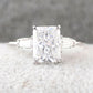 2.0 CT Radiant Cut Moissanite With 2 Baugettes On Sides