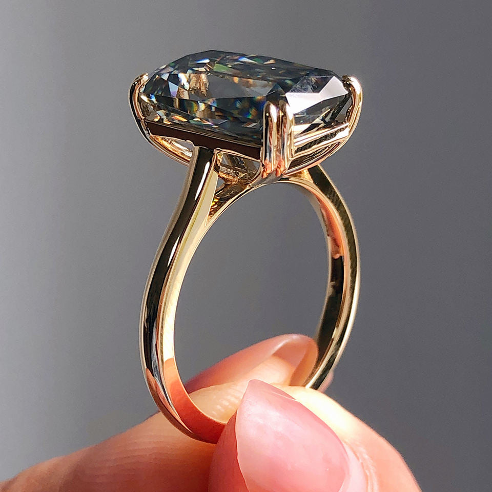 4.5 Ct Blueish Radiant Cut Diamond Engagement Ring