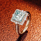 3.1 Ct Faint Blue Princess Moissanite With Rond Cut Engagement Ring