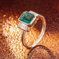 2.3 Ct Green Emerald With Moissanite Baugette Engagement Ring