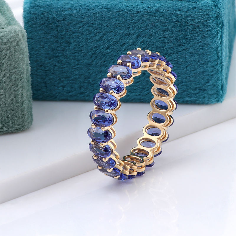 Blue Sapphire Oval Eternity Band