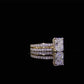 1.75 CT Radiant Moissanite With Round Diamonds On Side  Bridal Set