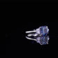 2.45 Ct Asscher Blue Moissanite With 2 Half Moon Cut Wedding Ring