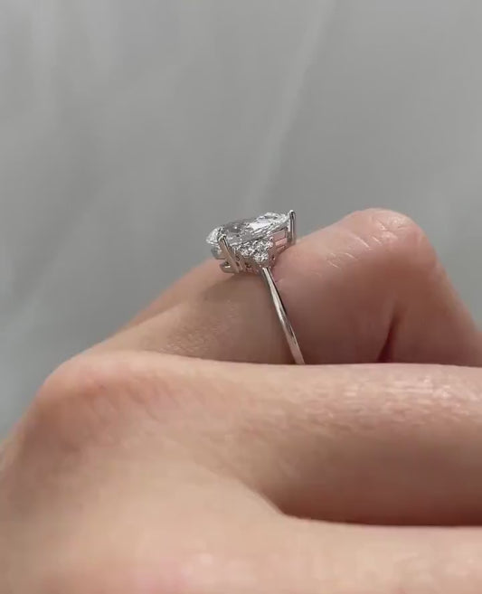 2.04 Ct Pear Moissanite Engagement Ring