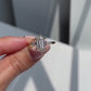 2.0 Ct Elongated Hexagon With 2 Precious Kites Cut Moissanite Engagement Ring