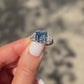 2.06 Ct Blue Square Emerald With Baugettes Moissanite Engagement Ring