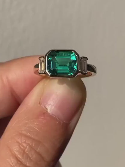 3.0 Ct Green Moissanite With Tappers Bazel Engagement Ring