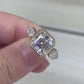 3.0 Ct Asscher Moissanite With 2 Pears Engagement Ring