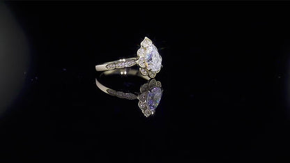 2.1 Ct Pear Moissanite With Round Cut Wedding Ring