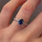 2.0 Ct Blue Oval With Brilliant Round Moissanite Engagement Ring