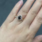 Black Oval With Brilliant Round Moissanite Ladies Ring