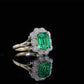 1.5 Ct Green Emerald Colour Stone With Moissanite Round Cut Ring