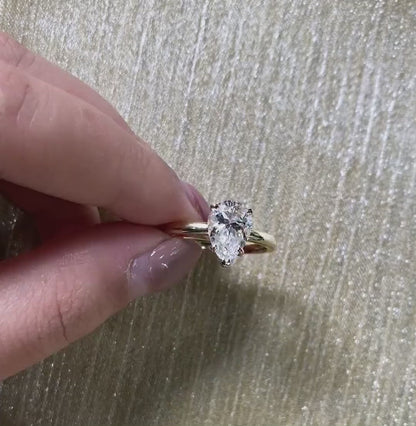 2.1 Ct Pear Moissanite Engagement Ring