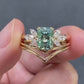 2.04 Ct Ocean Green Radiant With Marquise Moissanite Bridal Set