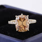 2.1 Ct Light Brown Elongate Cushion With Round Cut Moissanite Engagement Ring