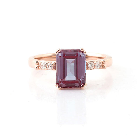 2 Ct Red Pink Emerald With Round Cut Engagement Ring