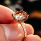 2.1 Ct Light Brown Elongate Cushion With Round Cut Moissanite Engagement Ring